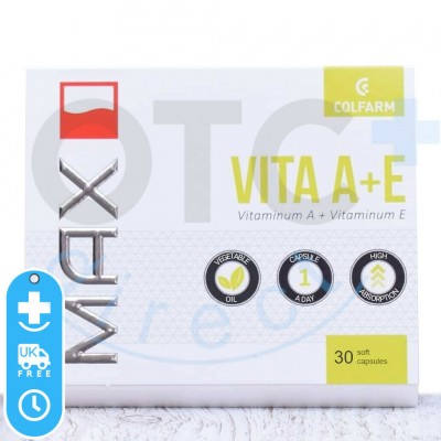 MAX Vita A+E 30 capsules Colfarm vitamin A E healthy skin vision highly absorbed