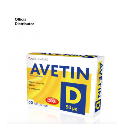 AVETIN Vitamin D for Adults 2000 IU 60 soft caps Witamina D 2000 j.m. AVET
